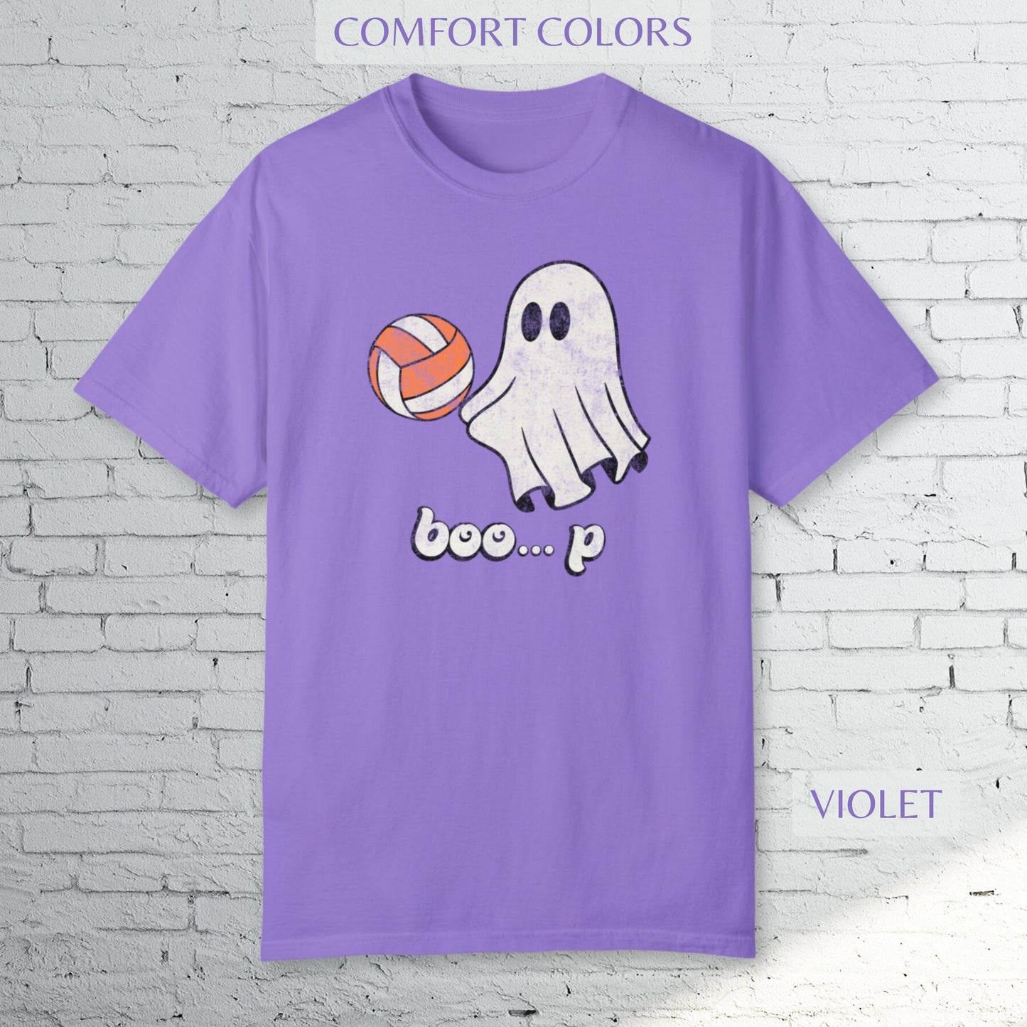 Volleyball Ghost Big Halloween Shirt - Comfort Colors